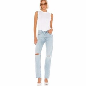 RE/DONE Originals 90s High Rise Loose Jeans Size 24 Bleach Destroy EUC